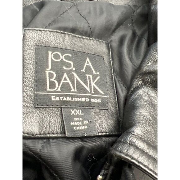 Jos. A. Bank Men Black Leather Jacket With Quilted Lining Size XXL - Picture 13 of 15